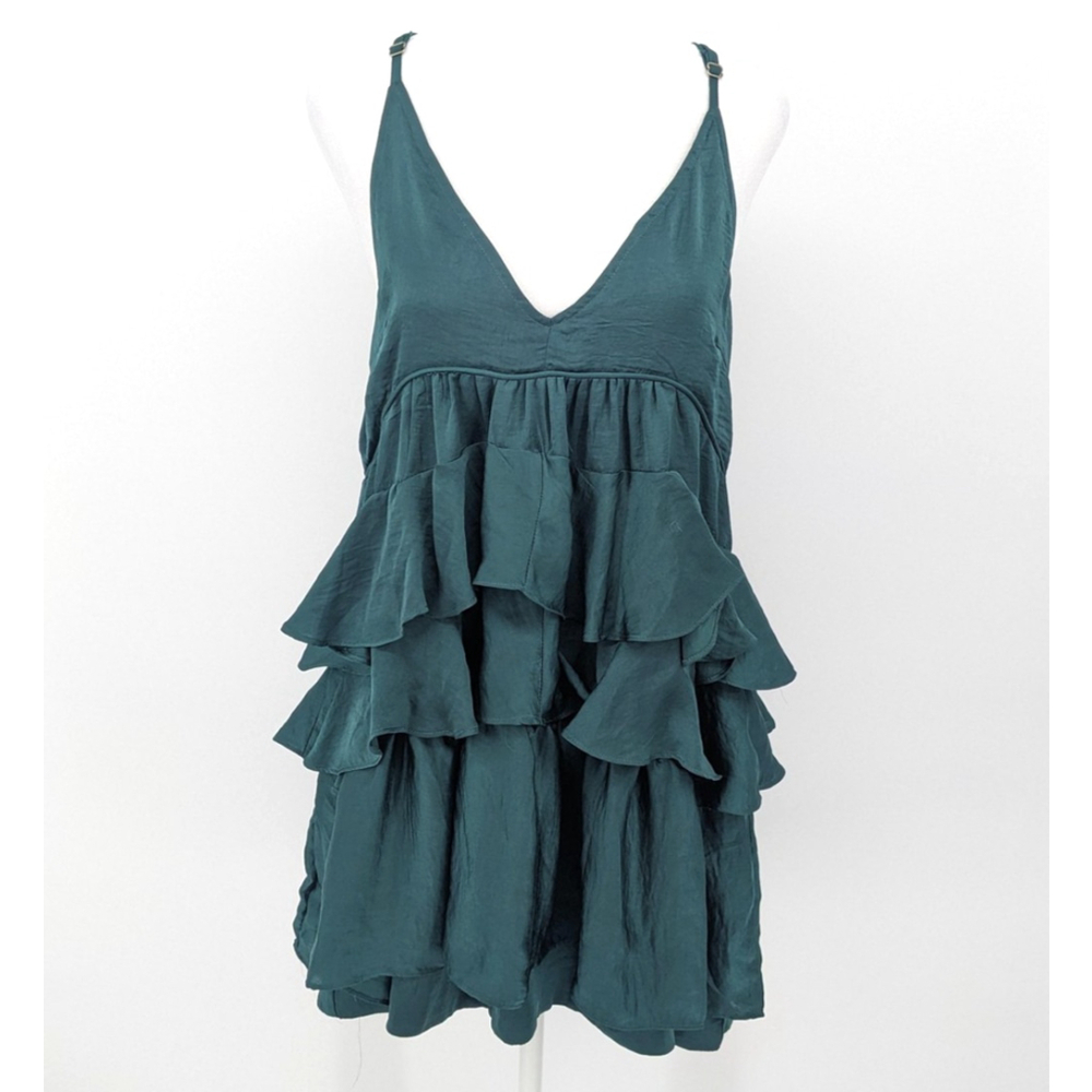 dRA Los Angeles Dress Womens Extra Small Green Ruffle Tiered Mini Homecoming‎